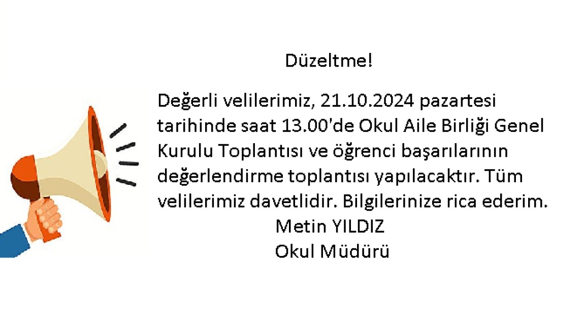 Okul Aile Birliği Genel Toplantısı Duyurusu